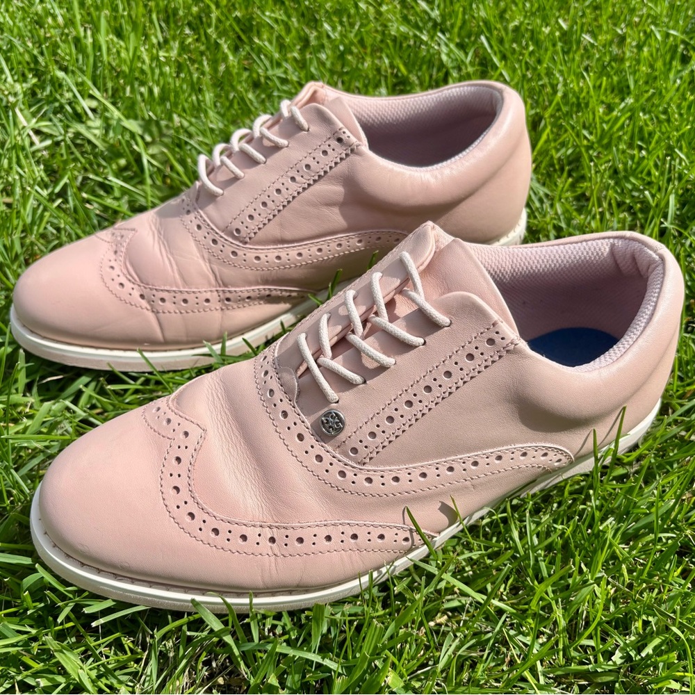 Women’s Pink Leather GFore Brogue Golf Shoes